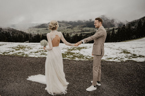 Romantische Winterhochzeit in den Bergen