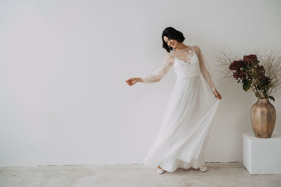 Langes brautkleid schlicht a linie – gesehen bei frauimmer-herrewig.de