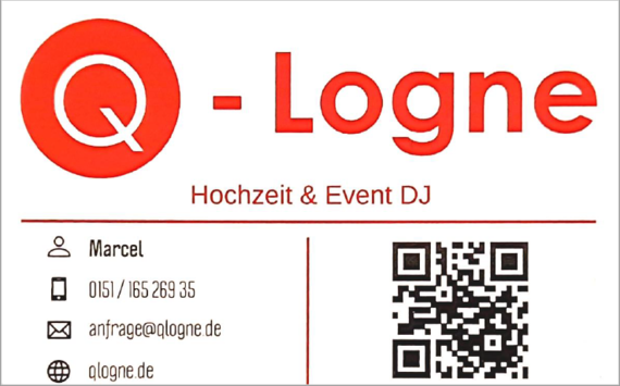 DJ Q-Logne Visitenkarte – gesehen bei frauimmer-herrewig.de