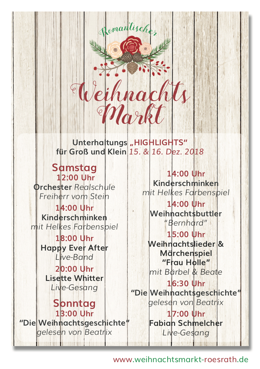 Programm Weihnachtsmarkt Kupfersiefer Muehle – gesehen bei frauimmer-herrewig.de