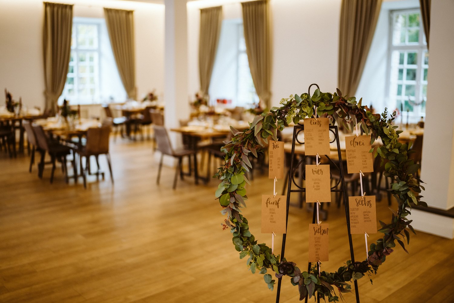 Sitzordnung für das Hochzeitsdinner – gesehen bei frauimmer-herrewig.de